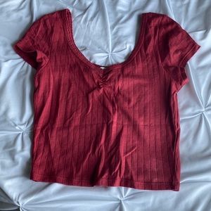 Red ribbed crop top